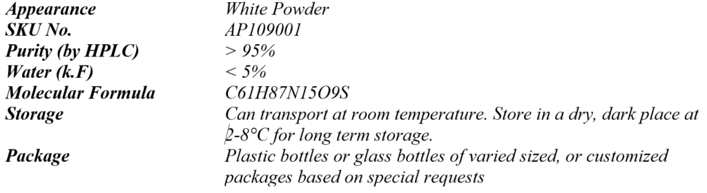 Nonapeptide-1 Powder Specifications